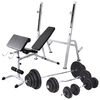 vidaXL Banco muscula&ccedil;&atilde;o c/ suporte p/ pesos + barras e halteres 120 kg