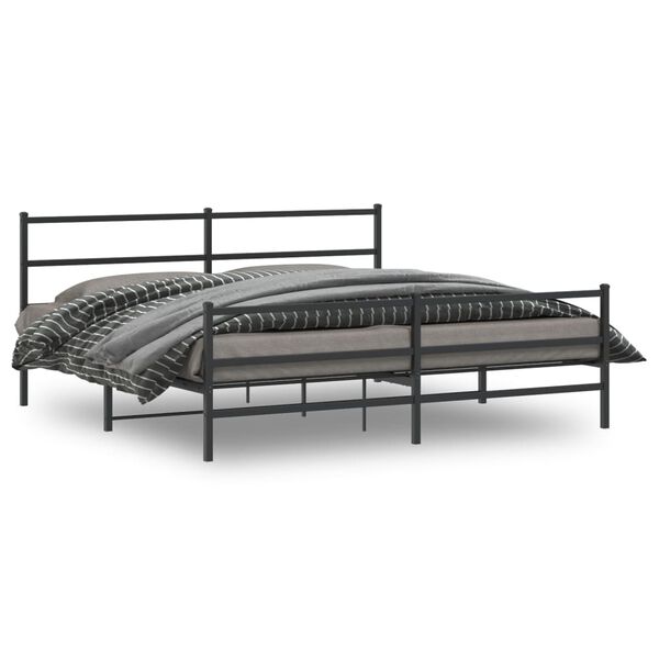 vidaXL Estrutura de cama pain&eacute;is cabeceira e p&eacute;s 200x200cm metal preto