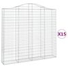 vidaXL Cestos gabi&atilde;o arqueados 15 pcs 200x30x180/200 ferro galvanizado
