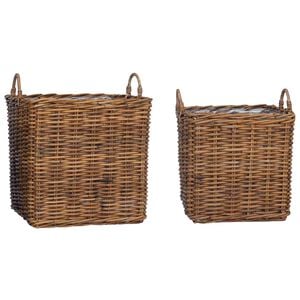 vidaXL Cesta de Plantas com armazenamento 2 pcs Castanho Rattan Lacak