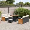 vidaXL Conjunto de Sof&aacute; de Jardim com almofada 9 pcs Preto e Creme