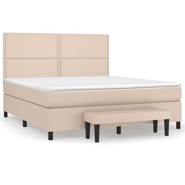 vidaXL Cama com molas/colchão 180x200 cm couro artificial cappuccino