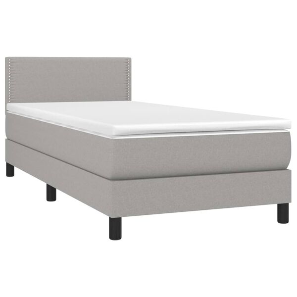 vidaXL Cama box spring c/ colch&atilde;o e LED 100x200 cm tecido cinza-claro