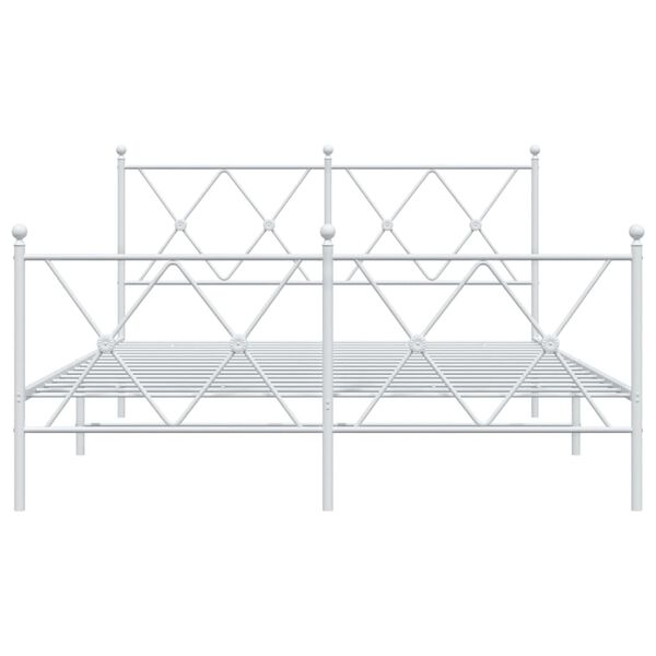 vidaXL Estrutura de cama com cabeceira e p&eacute;s 140x200 cm metal branco