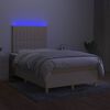 vidaXL Cama box spring c/ colch&atilde;o e LED 120x190 cm tecido cor creme