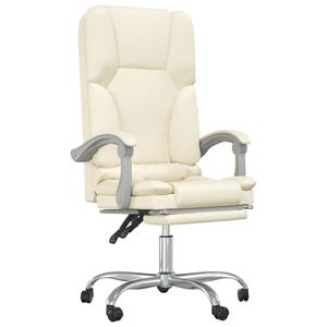 vidaXL Cadeira escrit&oacute;rio massagens reclin&aacute;vel couro artificial creme