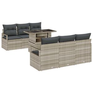 vidaXL Conjunto de Sof&aacute; de Jardim com almofada 7 pcs Cinzento-claro