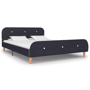 vidaXL Estrutura de cama sem colch&atilde;o 135x190 cm tecido cinzento-escuro