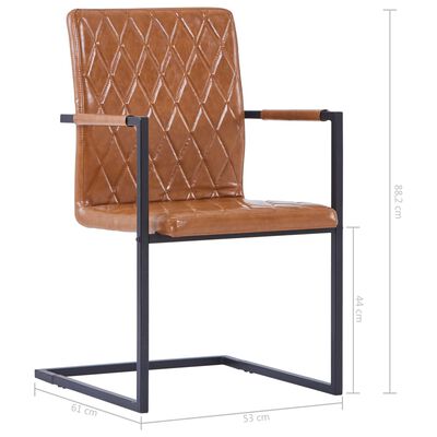 vidaXL Cadeiras de jantar cantilever 2 pcs couro artificial conhaque