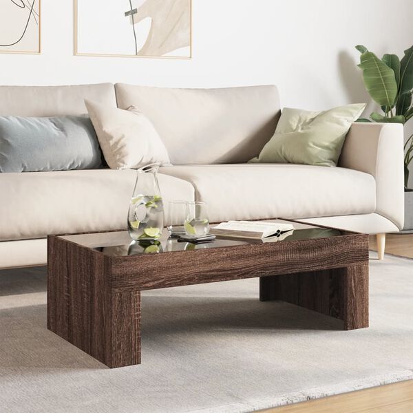 vidaXL Mesa de centro luzes LED Infinity 90x50x30 cm carvalho castanho