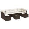 vidaXL Conjunto de Sof&aacute; de Jardim com almofada 8 pcs Castanho vime PE