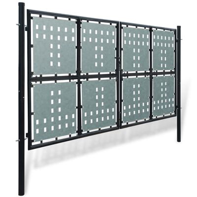 vidaXL Portão de cerca com porta única 300x250 cm preto