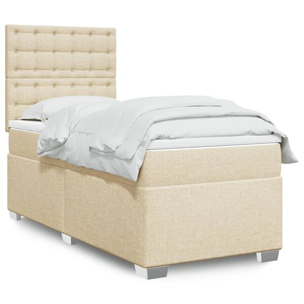 vidaXL Cama com molas/colch&atilde;o 80x200 cm tecido cor cr&egrave;me