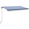 vidaXL Toldo retr&aacute;til Azul e Branco 300 x 250 cm Poli&eacute;ster