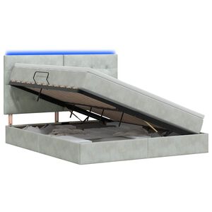 vidaXL Cama de Armazenamento LED com Colch&atilde;o Cinzento-claro