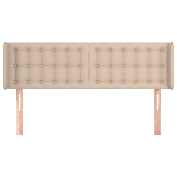 vidaXL Cabeceira cama abas couro artificial 147x16x78/88 cm cappuccino