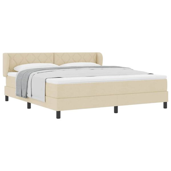 vidaXL Cama box spring com colch&atilde;o Creme 180 x 200 cm tecido