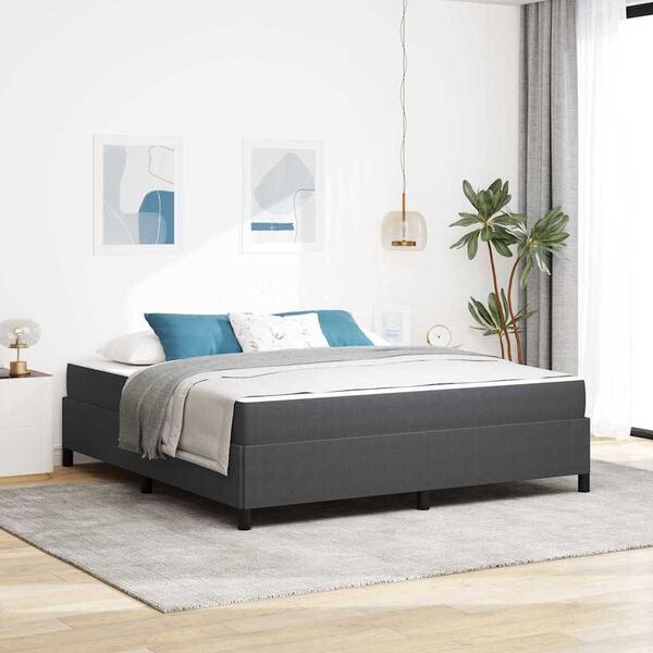 vidaXL Estrutura da Cama com colch&atilde;o Cinza Escuro 180 x 200 cm tecido