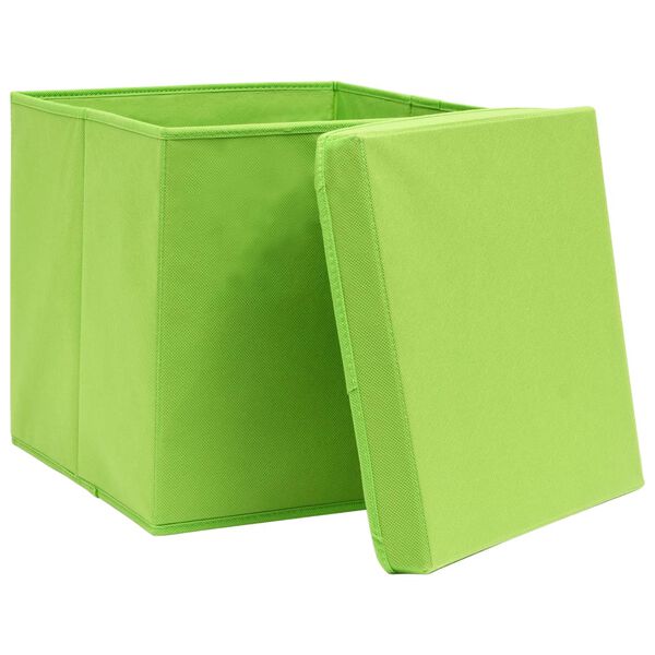 vidaXL Caixas de arrumação com tampas 4 pcs 28x28x28 cm verde