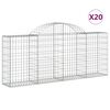vidaXL Cestos gabi&atilde;o arqueados 20pcs 200x30x80/100cm ferro galvanizado