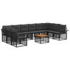 vidaXL Conjunto de Sof&aacute;s para Exterior 11 pcs Preto e Cinza Escuro
