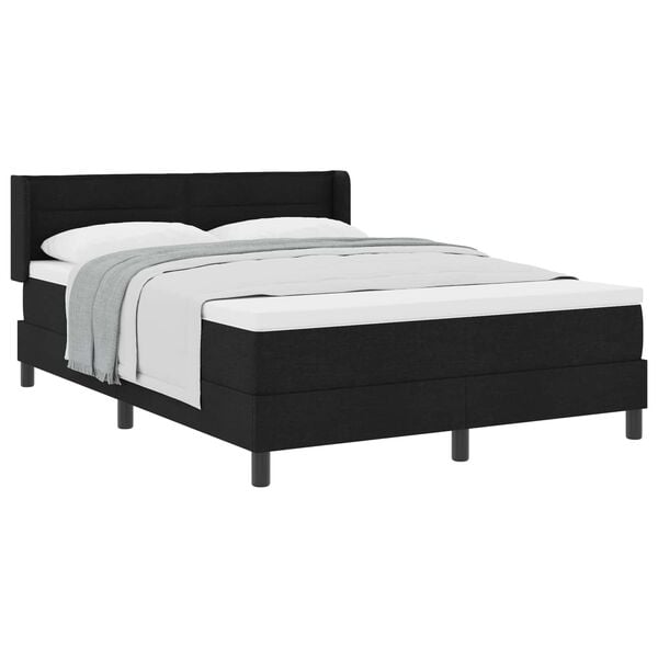 vidaXL Cama Box com colch&atilde;o com cabeceira Preto 190 x 140 cm Poli&eacute;ster