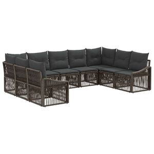 vidaXL Conjunto de Sof&aacute; de Jardim 9 unid. Cinzento vime PE