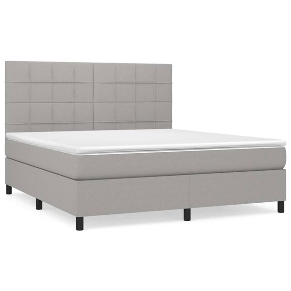 vidaXL Cama com molas/colch&atilde;o 160x200 cm tecido cinzento-claro