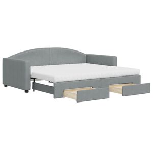 vidaXL Sof&aacute;-cama c/ gavet&atilde;o e gavetas 90x190 cm tecido cinzento-claro