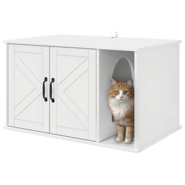 vidaXL Casa para Gatos Branco Brilhante 85 x 55 x 50 cm