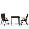 vidaXL 3 pcs conjunto de jantar para jardim preto