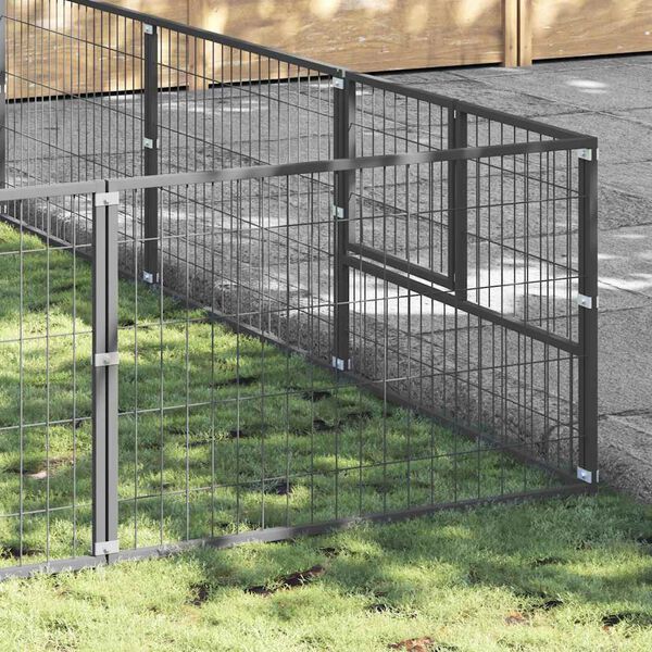 vidaXL Canil para c&atilde;es 42 m&sup2; a&ccedil;o prateado