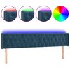 vidaXL Cabeceira cama c/ luzes LED veludo 203x16x78/88 cm azul-escuro