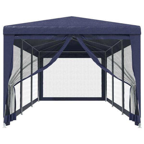 vidaXL Tenda para festas c/ 8 paredes laterais em rede 3x9 m PEAD azul