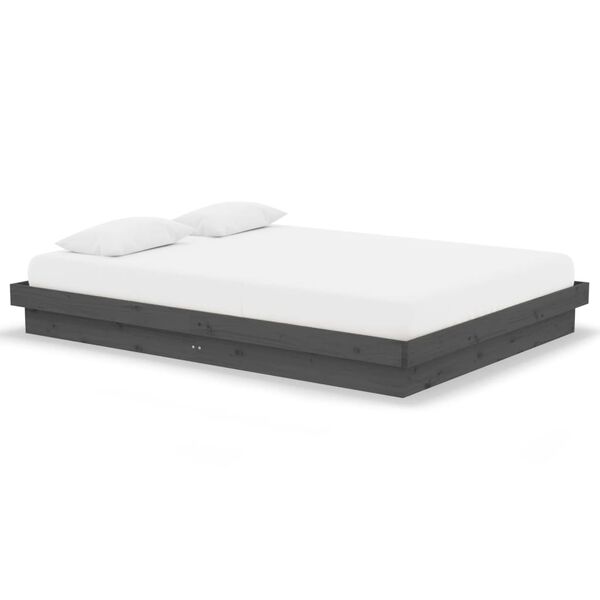vidaXL Estrutura de cama 140x190 cm madeira maciça cinzento