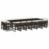 vidaXL 17 pcs conjunto jantar p/ jardim c/ almofad&otilde;es vime PE castanho