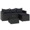 vidaXL Conjunto lounge de jardim vime PE preto