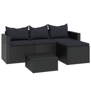 vidaXL Conjunto lounge de jardim vime PE preto