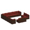 vidaXL 13 pcs conjunto lounge de jardim c/ almofad&otilde;es vime PE castanho