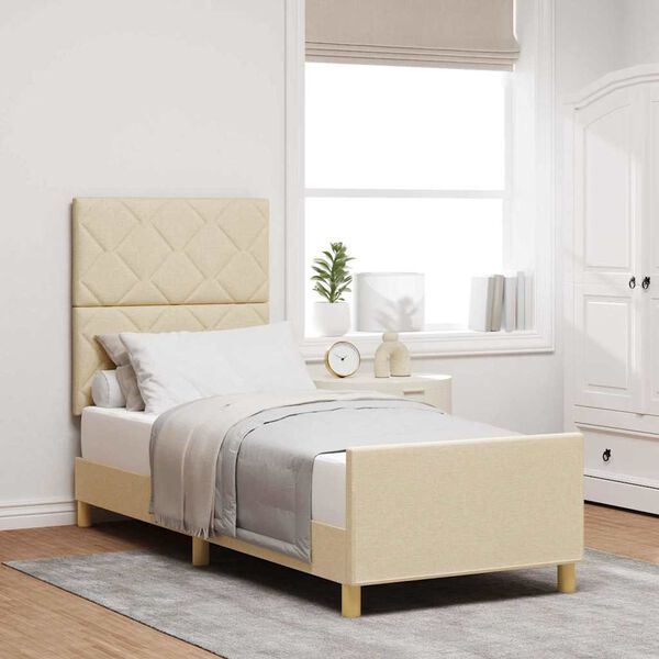 vidaXL Estrutura da Cama com cabeceira Creme 80 x 200 cm tecido