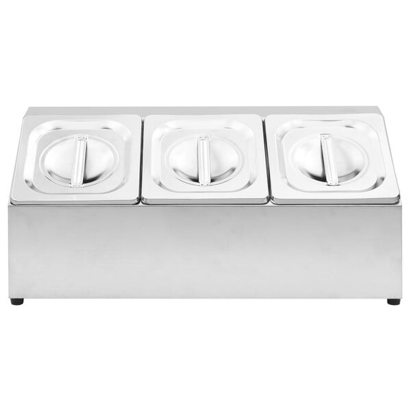 vidaXL Suporte gastronorm c/ 3 recipientes GN 1/6 aço inoxidável