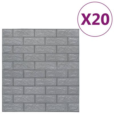 vidaXL Papel de parede 3D autoadesivo tijolos 20 pcs antracite