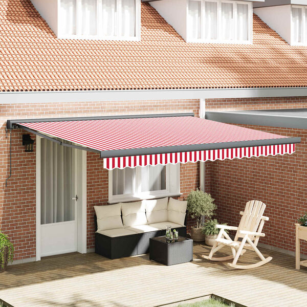vidaXL Toldo Vermelho e Branco 400 &times; 300 cm Poli&eacute;ster e Alum&iacute;nio