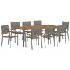 vidaXL Conjunto de Jantar para Jardim 9 unid. Cinzeto vime PE