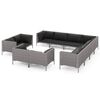 vidaXL 11 pcs conj. lounge jardim c/ almofad&otilde;es vime PE cinza-escuro