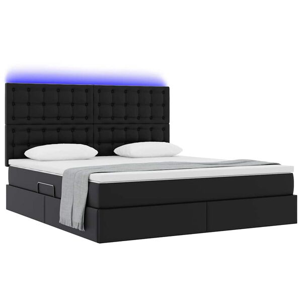 vidaXL Cama com arruma&ccedil;&atilde;o e LED Preto 160 x 200 cm Couro Sint&eacute;tico