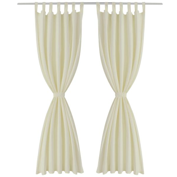 Cortinas de cetim com la&ccedil;os, 2 pcs, creme 140 x 225 cm