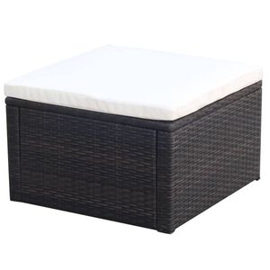 vidaXL Banco apoio de pés/otomano em vime 53x53x30 cm castanho