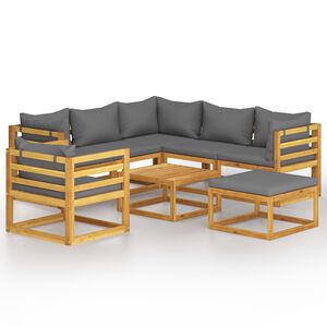 vidaXL 8 pcs conjunto lounge de jardim com almofad&otilde;es ac&aacute;cia maci&ccedil;a
