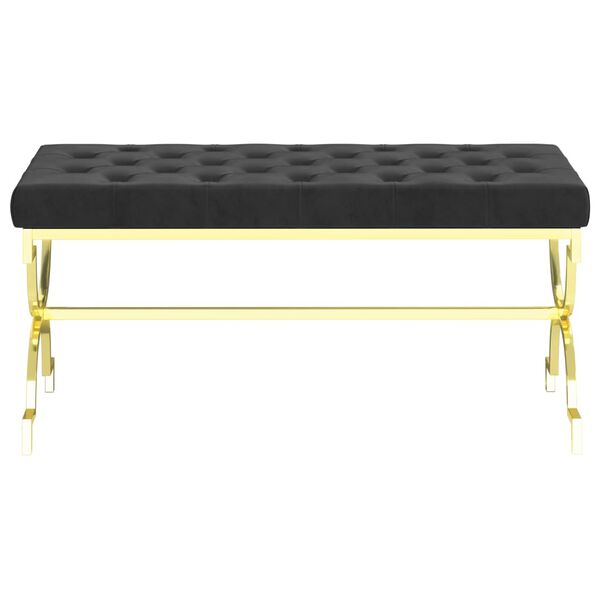 vidaXL Banco 99 cm a&ccedil;o inoxid&aacute;vel e veludo preto